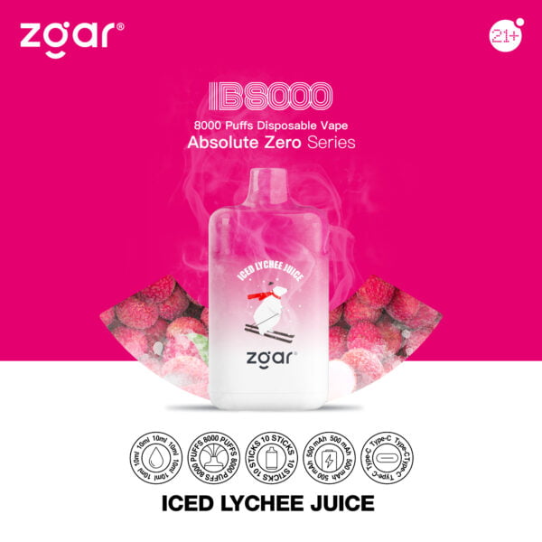 ZGAR ICE BOX 8000 Puffs 2% Никотиновый перезаряжаемый одноразовый вейп оптом - CharmVape - 8