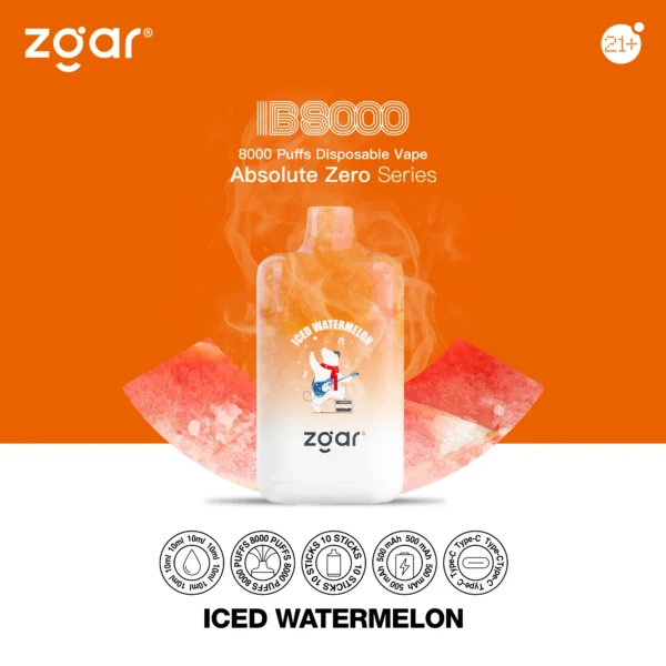 ZGAR ICE BOX 8000 Puffs 2% Никотиновый перезаряжаемый одноразовый вейп оптом - CharmVape - 11