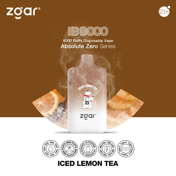 ZGAR ICE BOX 8000 Puffs 2% Никотиновый перезаряжаемый одноразовый вейп оптом - CharmVape - 6