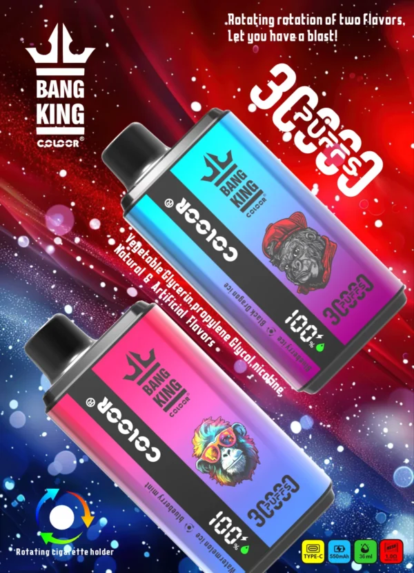 Bang King 30000 Puffs Double Flavour 0% 2% 3% 5% Nikotinarm, wiederaufladbar, Einweg-Vapes, Pen, Großpackung, Großhandel kaufen – CharmVape – 1