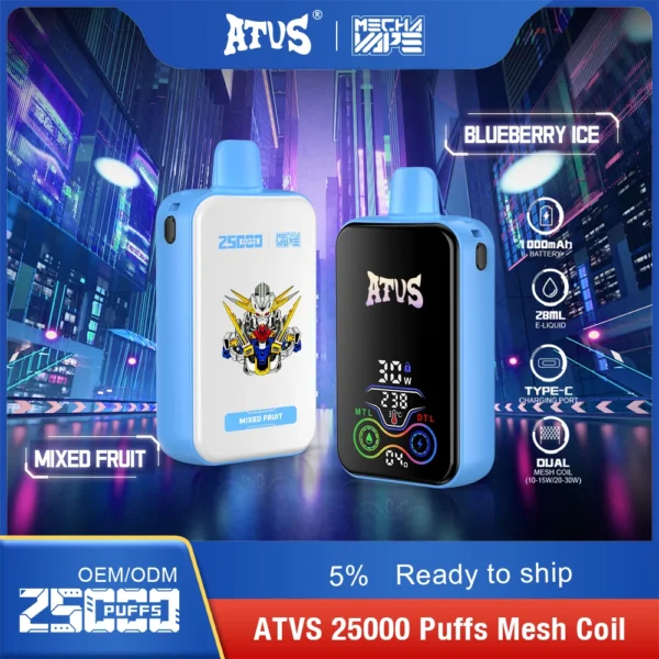 ATVS 25000 Puffs Dual Mesh 5% Alacsony nikotintartalmú Újratölthető Eldobható Vapes Pen Tömeges Vásárlás Nagyker - CharmVape - 3