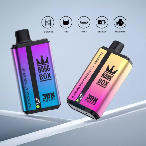 Bang Box 30000 Puffs Double Flavour 0% 2% 3% 5% Low Nicotine Rechargeable Disposable Vapes Pen Bulk Buy Wholesale - CharmVape - 1