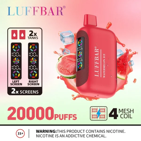 VASY LUFFBAR Dually 20000 Puffs Dual Digital Screen 50 мг перезаряжаемая одноразовая ручка для электронных сигарет с низким содержанием никотина оптом - CharmVape - 1