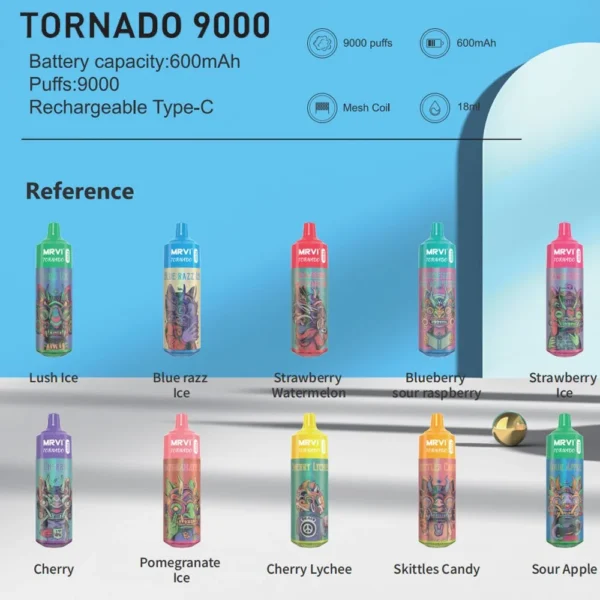 MRVI Tornado 9000 Puffs 2% 3% 5% Madala nikotiinisisaldusega laetav ühekordselt kasutatav Vapes Pen hulgimüük - CharmVape - 1