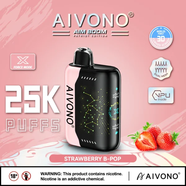 AIVONO AIM BOOM 25000 Puffs kahevõrguga digitaalne ekraan 0% 2% 3% 5% Madala nikotiinisisaldusega taaslaetav ühekordne Vapes pliiats hulgimüük - CharmVape - 9