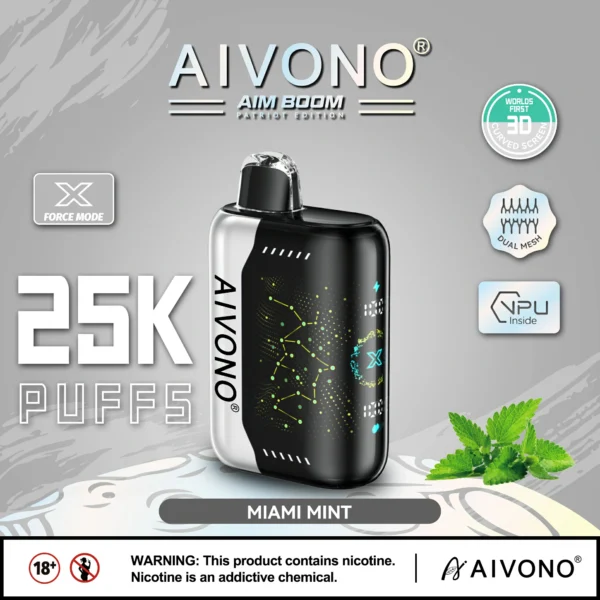 AIVONO AIM BOOM 25000 pihustiga kahevõrguga digitaalne ekraan 0% 2% 3% 5% Madala nikotiinisisaldusega laetav ühekordne Vapes pliiats hulgimüük - CharmVape - 10