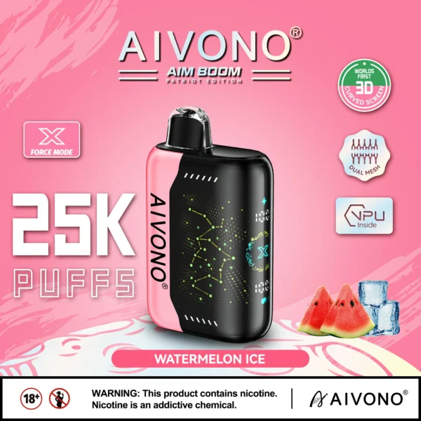 AIVONO AIM BOOM 25000 pihustiga kahevõrguga digitaalne ekraan 0% 2% 3% 5% Madala nikotiinisisaldusega laetav ühekordne Vapes pliiats hulgimüük - CharmVape - 4