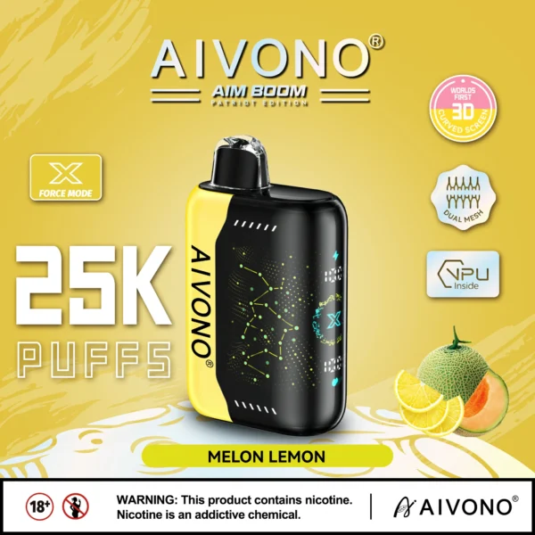 AIVONO AIM BOOM 25000 pihustiga kahevõrguga digitaalne ekraan 0% 2% 3% 5% Madala nikotiinisisaldusega laetav ühekordne Vapes pliiats hulgimüük - CharmVape - 5