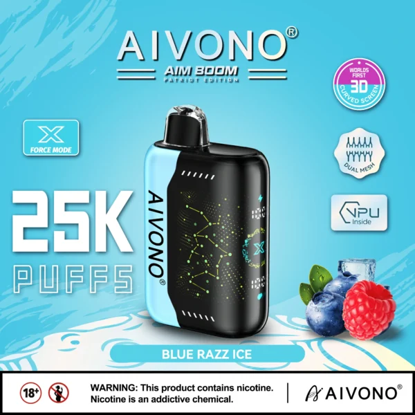 AIVONO AIM BOOM 25000 pihustiga kahevõrguga digitaalne ekraan 0% 2% 3% 5% Madala nikotiinisisaldusega laetav ühekordne Vapes pliiats hulgimüük - CharmVape - 6