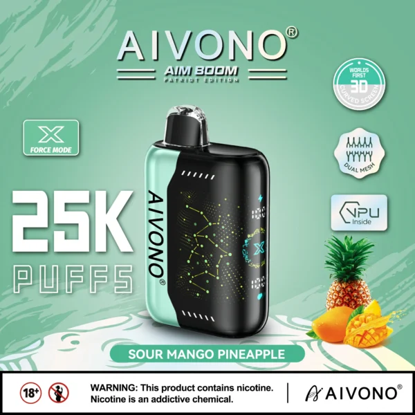 AIVONO AIM BOOM 25000 pihustiga kahevõrguga digitaalne ekraan 0% 2% 3% 5% Madala nikotiinisisaldusega laetav ühekordne Vapes pliiats hulgimüük - CharmVape - 7