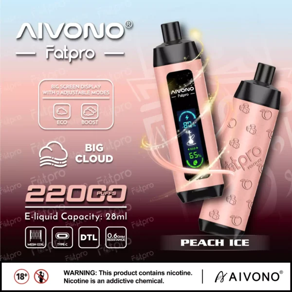 AIVONO Fatpro 22000 Rookwolken Waterpijp Digitaal scherm 0% 2% 3% 5% Oplaadbare wegwerpvapes-pen met laag nicotinegehalte Bulk kopen groothandel - CharmVape - 3