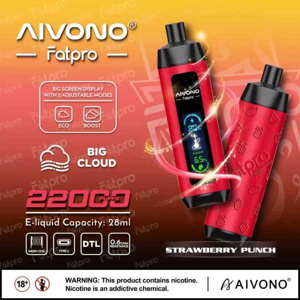 AIVONO Fatpro 22000 Rookwolken Waterpijp Digitaal scherm 0% 2% 3% 5% Oplaadbare wegwerpvapes-pen met laag nicotinegehalte Bulk kopen groothandel - CharmVape - 6