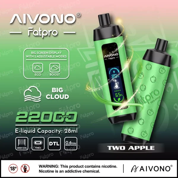 AIVONO Fatpro 22000 Rookwolken Waterpijp Digitaal scherm 0% 2% 3% 5% Oplaadbare wegwerpvapes-pen met laag nicotinegehalte Bulk kopen groothandel - CharmVape - 7