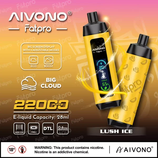 AIVONO Fatpro 22000 Rookwolken Waterpijp Digitaal scherm 0% 2% 3% 5% Oplaadbare wegwerpvapes-pen met laag nicotinegehalte Bulk kopen groothandel - CharmVape - 9