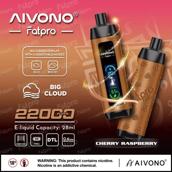 AIVONO Fatpro 22000 Rookwolken Waterpijp Digitaal scherm 0% 2% 3% 5% Oplaadbare wegwerpvapes-pen met laag nicotinegehalte Bulk kopen groothandel - CharmVape - 2