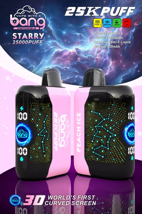 Bang Starry 25000 Puffs Schermo curvo 3D 0% 2% 3% 5% Penna per vaporizzatori usa e getta ricaricabile a basso contenuto di nicotina all'ingrosso Acquista all'ingrosso - CharmVape - 16