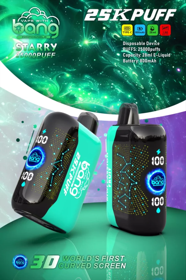 Bang Starry 25000 Puffs Schermo curvo 3D 0% 2% 3% 5% Penna per vaporizzatori usa e getta ricaricabile a basso contenuto di nicotina all'ingrosso Acquista all'ingrosso - CharmVape - 3