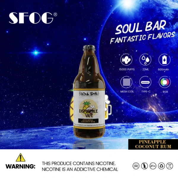 SFOG SOUL BAR 15000 Puffs RGB 5% Nízkonikotinové dobíjecí jednorázové vapes Pen Hromadně Koupit Velkoobchod - CharmVape - 7